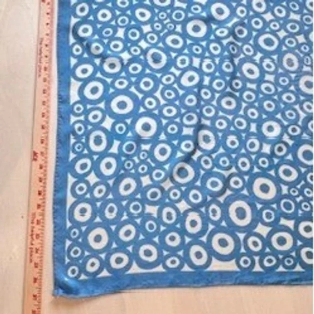 Givenchy Vintage Silk Scarf Blue White Geometric Circle Print Square 22x22